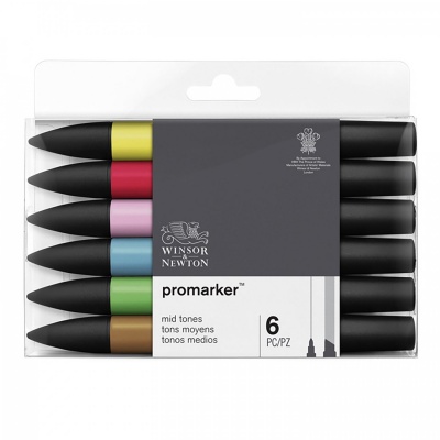 Winsor & Newton, Promarker sada 6 ks Mid tones
