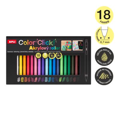 APLI akrylové gelové rollery Color Click, sada 18 ks