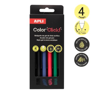 APLI akrylové gelové rollery Color Click, sada Basic 4 ks