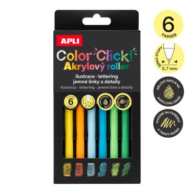 APLI akrylové gelové rollery Color Click, sada Golden Autumn 6 ks