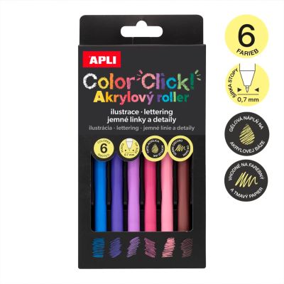 APLI akrylové gelové rollery Color Click, sada Early Spring 6 ks
