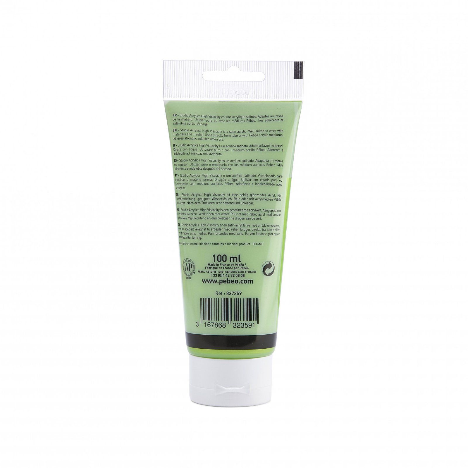 Studio Acrylics 100 ml, 359 iridescence. Green yellow