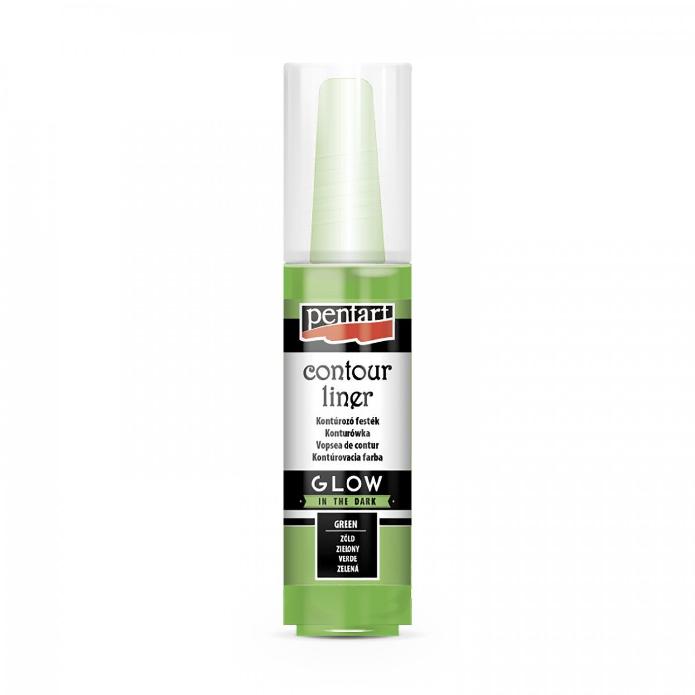 Univerzální konturovací barva 20 ml, svítí ve tmě, zelená