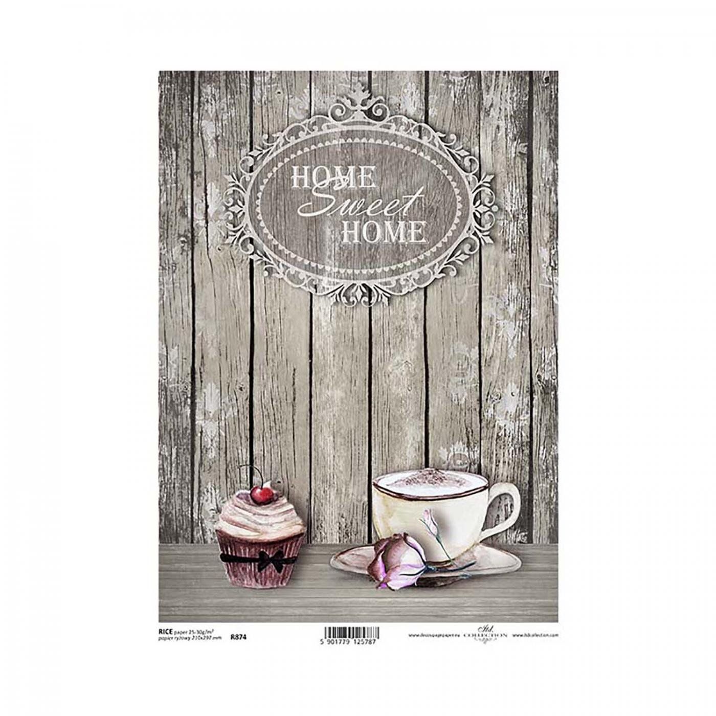Rýžový papír na decoupage, A4, home sweet home 3