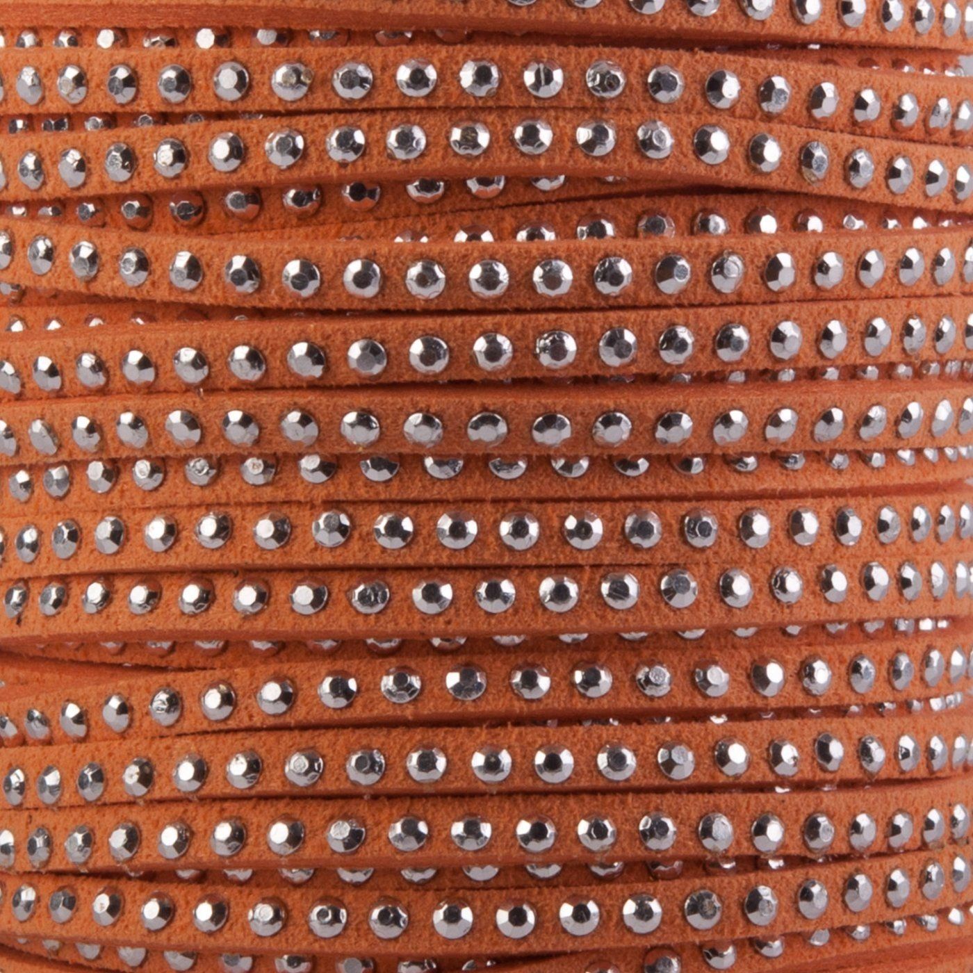 Semišová šňůrka, vybíjená stříbrná, oranžová 1 m
