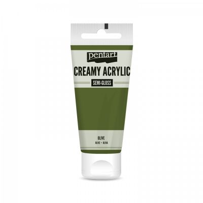 Akrylová barva krémová, pololesklá, olivová, 60 ml