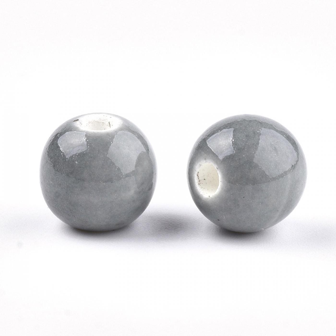 Porcelánová korálek, 10 mm, šedá