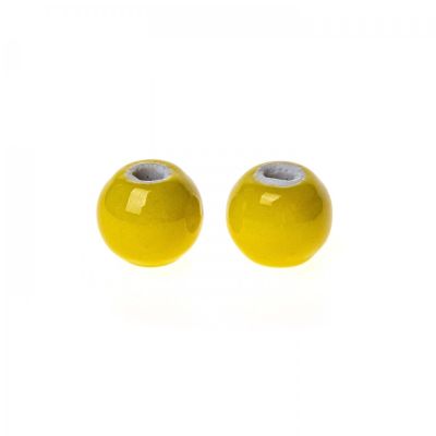 Porcelánová korálek, 8 mm, žlutá