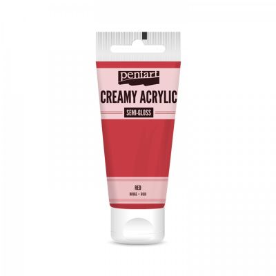 Akrylová barva krémová, pololesklá, červená, 60 ml