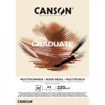 CANSON Skicák Graduate Mixed Media natural A5, 220 g, 30 listů