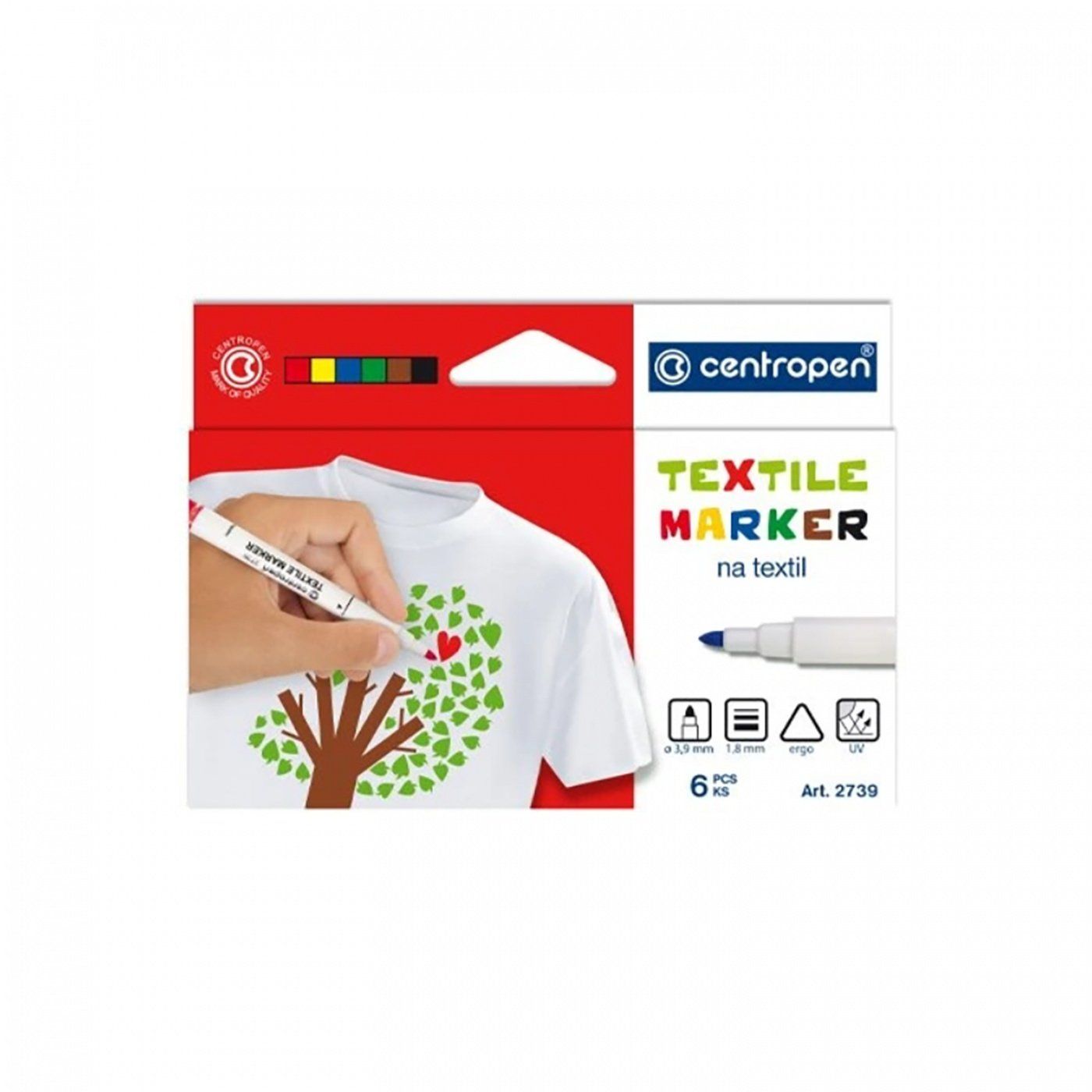 Centropen fix na textil, 1,8 mm, sada 6 ks