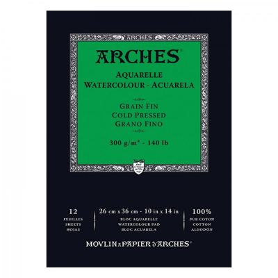 Arches skicák na akvarel CP, jemný, 26 x 36 cm, 300g, 12 listů