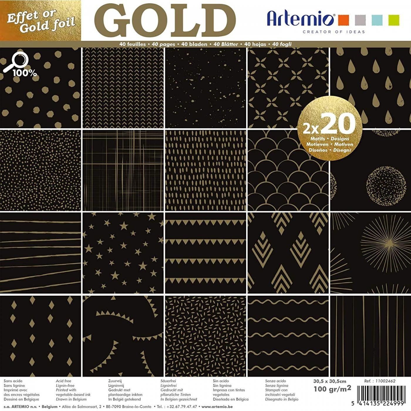 Papír na scrapbooking, Gold, 40 ks, 170 g