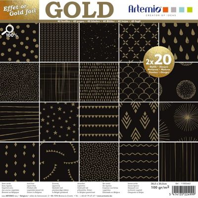 Papír na scrapbooking, Gold, 40 ks, 170 g
