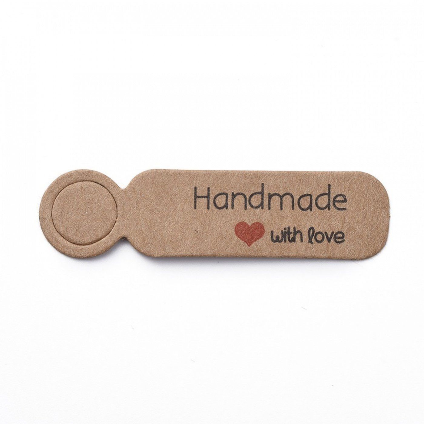 Papírová kartička, Handmade, kraft, 1,3x5cm 10 ks