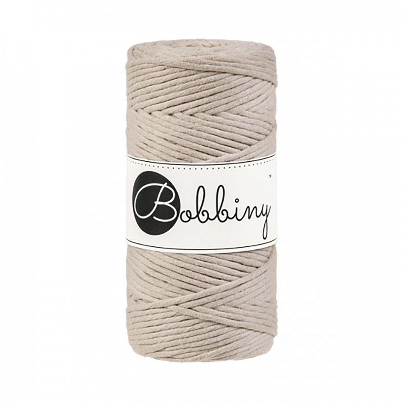 Bobbiny, Macramé točená šňůra, 3 mm, 100 m, Beige