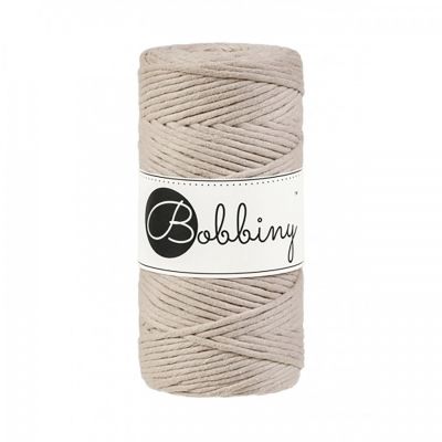 Bobbiny, Macramé točená šňůra, 3 mm, 100 m, Beige