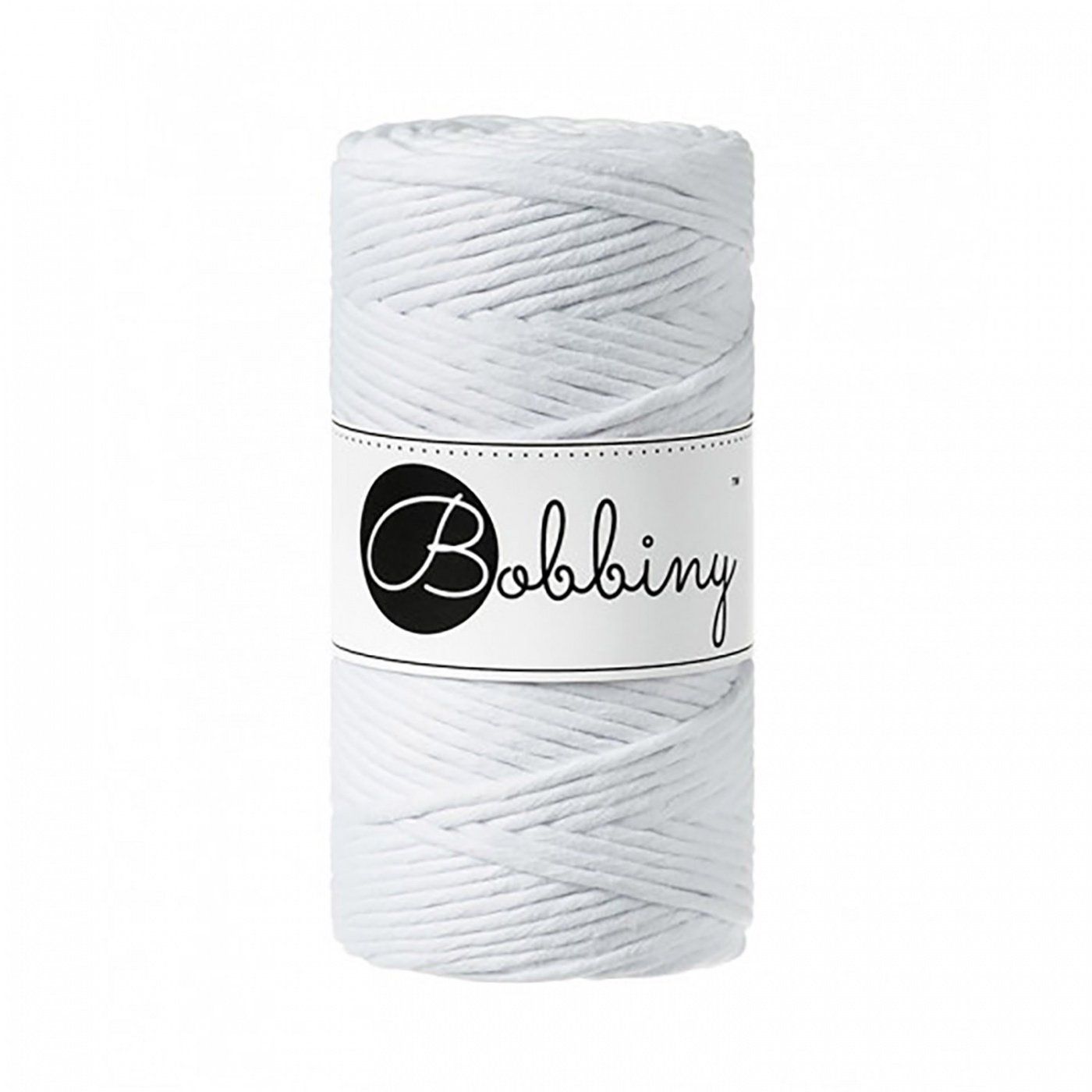 Bobbiny, Macramé točená šňůra, 3 mm, 100 m, White