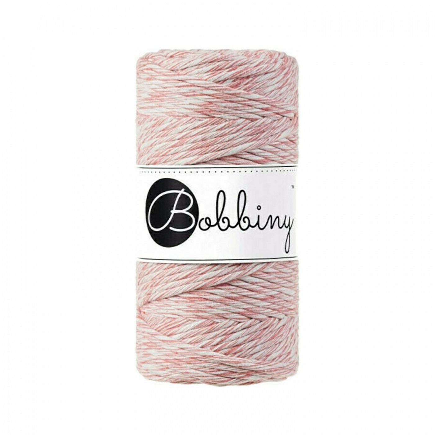 Bobbiny, Macramé točená šňůra, 3 mm, 100 m, Strawberry