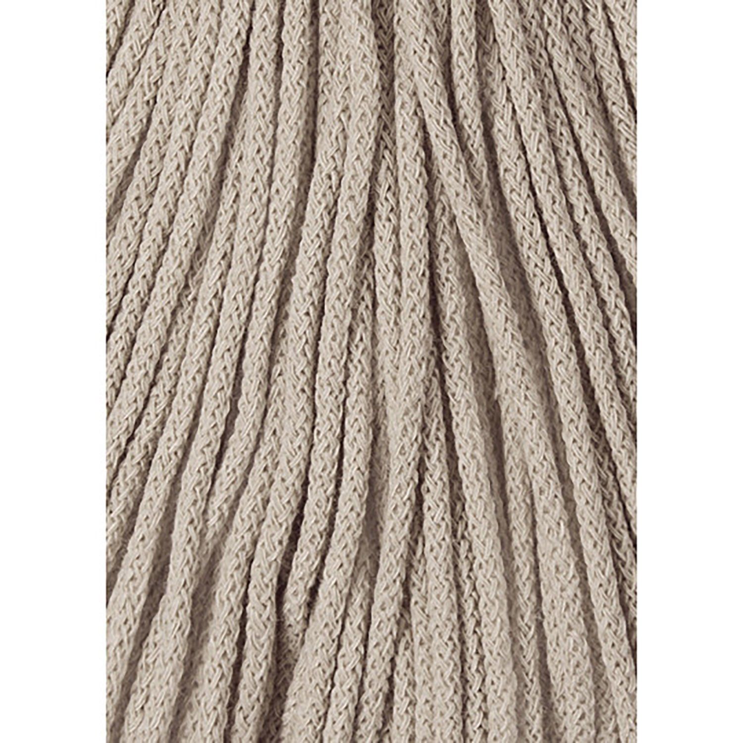 Bobbiny, Macramé pletená šňůra, 3 mm, 100 m, Beige