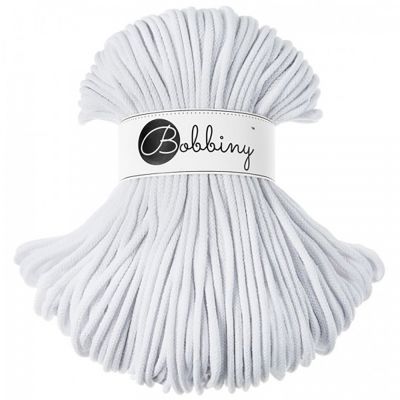 Bobbiny, Macramé pletená šňůra, 5 mm, 100 m, White