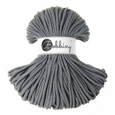 Bobbiny, Macramé pletená šňůra, 5 mm, 100 m, Steel