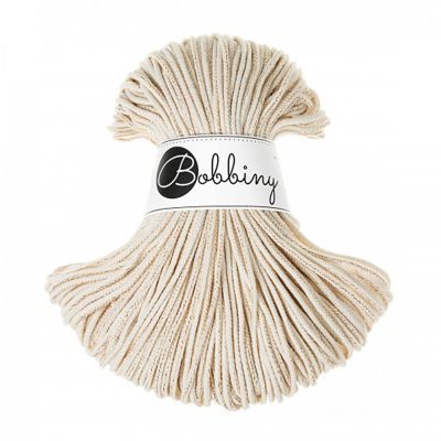 Bobbiny, Macramé pletená šňůra, 3 mm, 100 m, Golden Natural