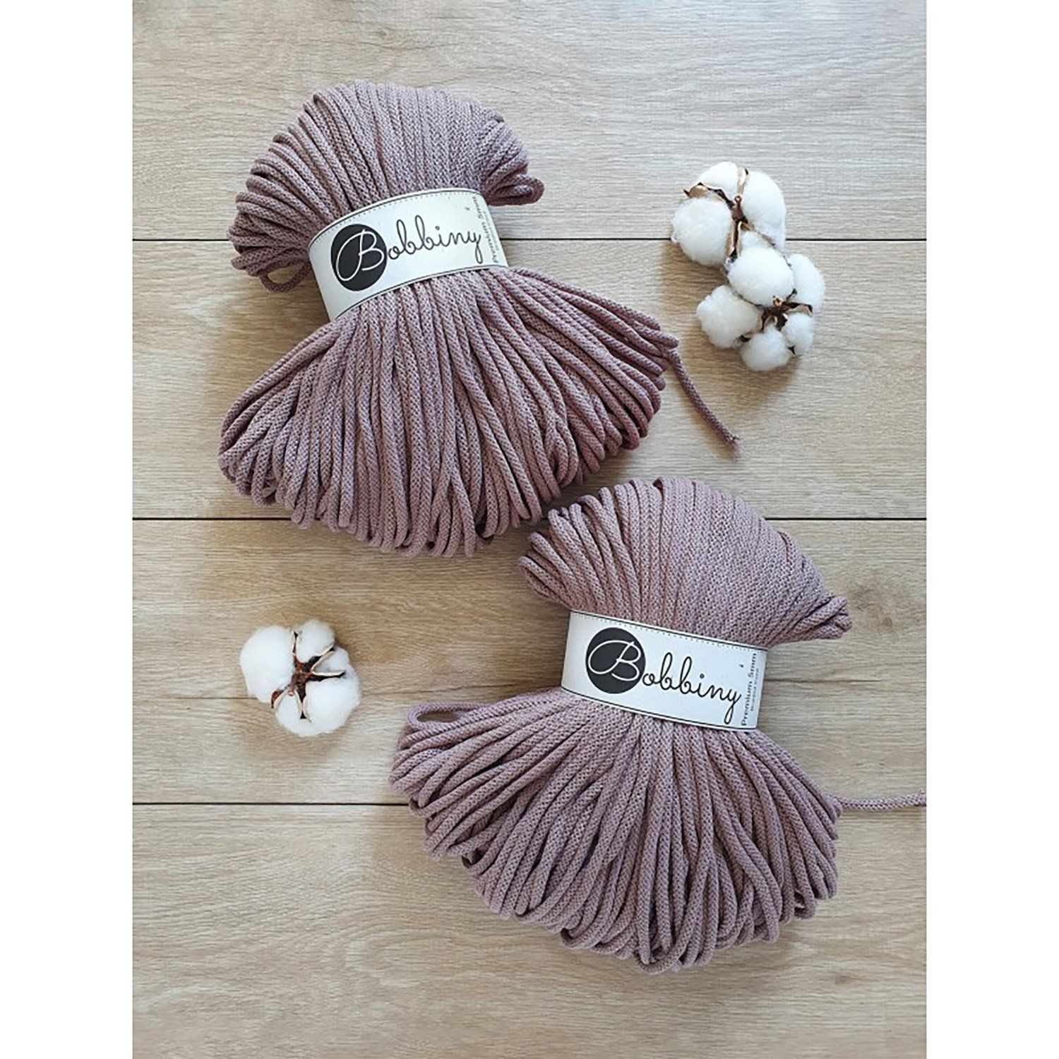 Bobbiny, pletená šňůra Macramé, 3 mm, 100 m, Mauve