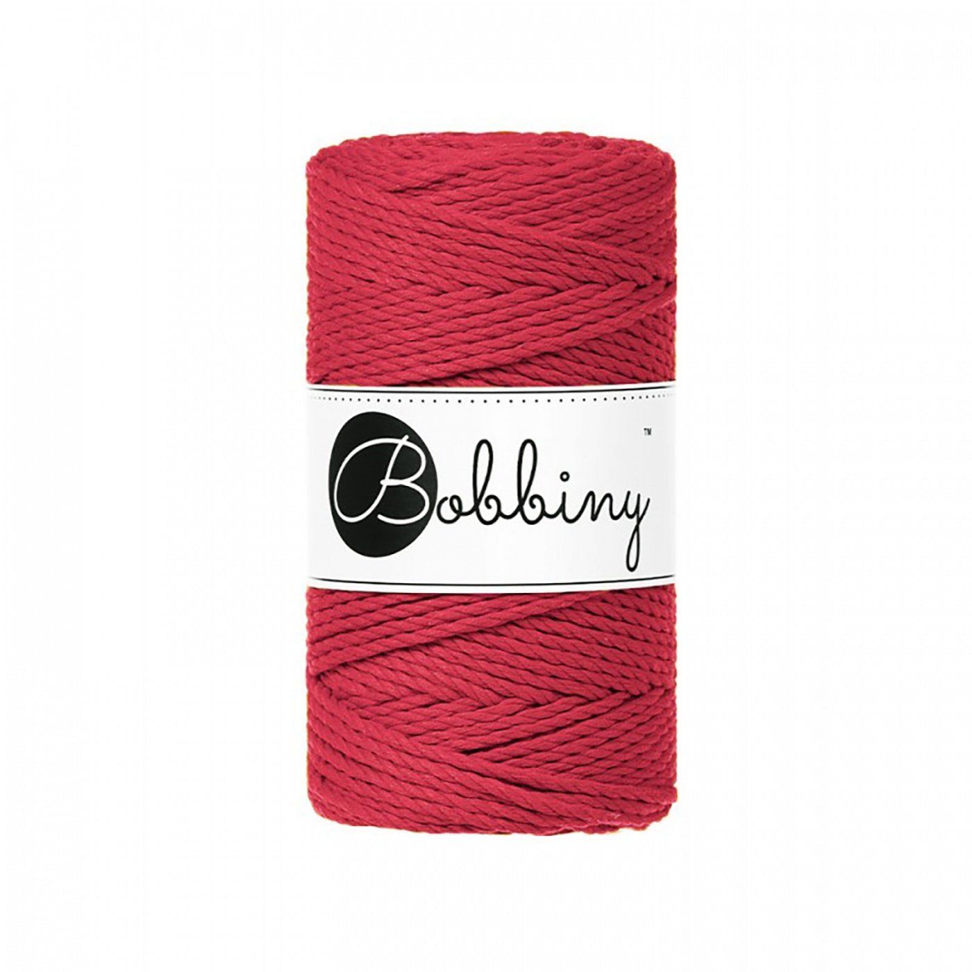 Bobbiny, Macramé 3 x točená šňůra, 3 mm, 100 m, Classic Red
