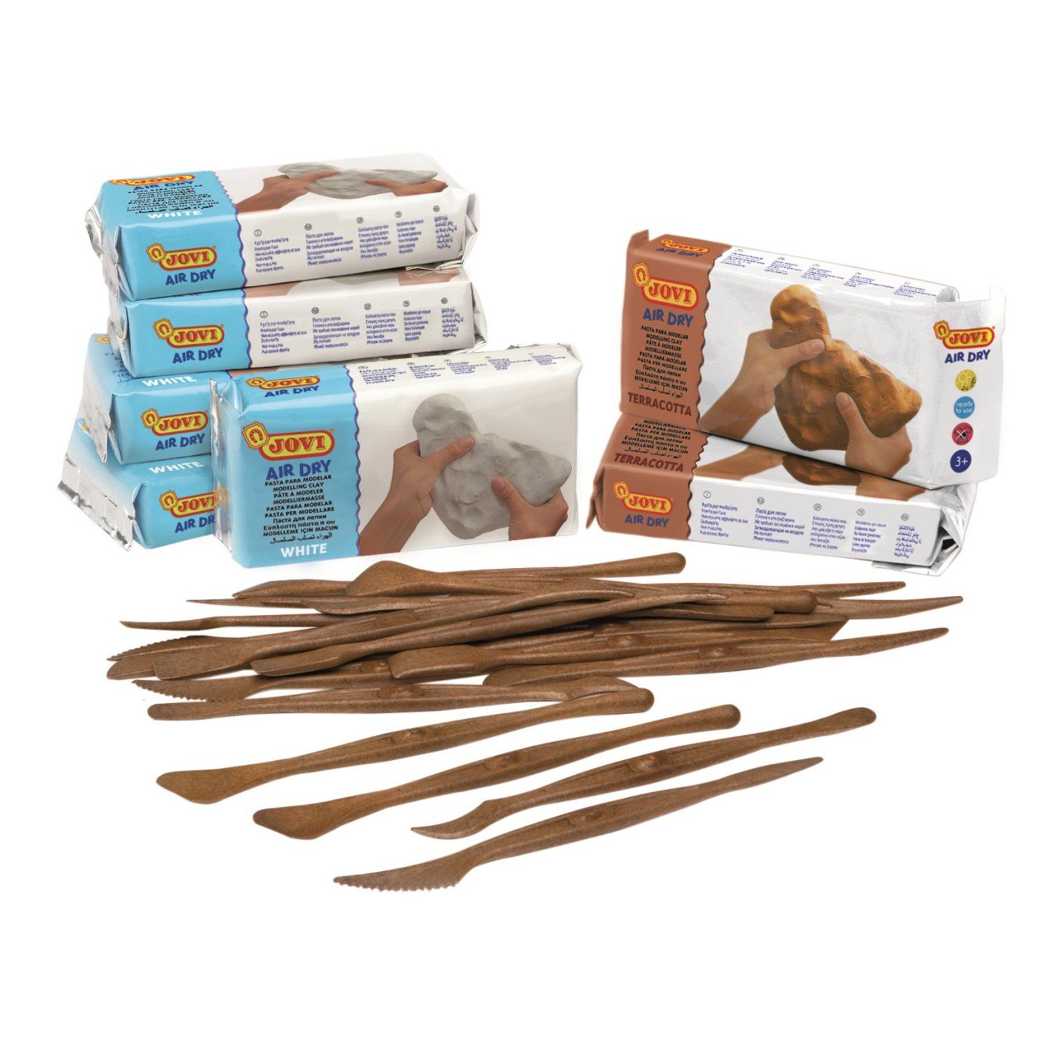 JOVI Samotvrdnoucí modelovací hmota, sada 7 x 500 g + nástroje