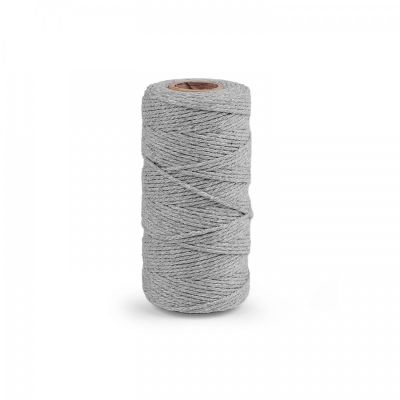 Macrame provázek/šňůrka, 1,5 mm, cca 90 m, světle šedá