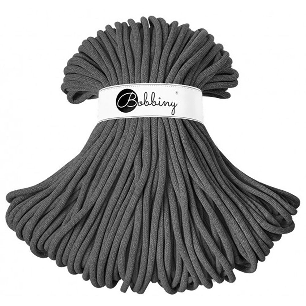 Bobbiny, Macramé pletená šňůra, 9 mm, 100 m, Charcoal