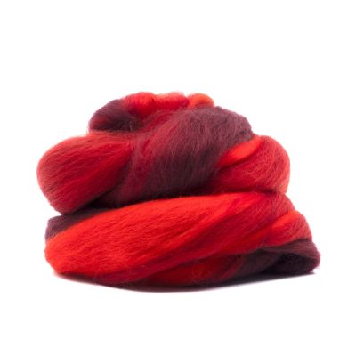 Plstící rouno, česané, 20 g, vícebarevné, Oheň