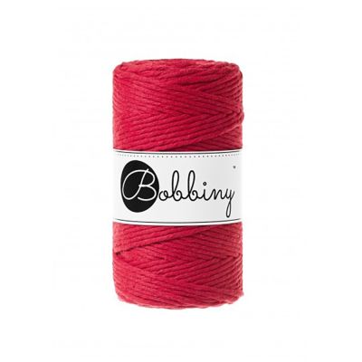 Bobbiny, kroucená šňůra Macramé, 3 mm, 100 m, klasická červená