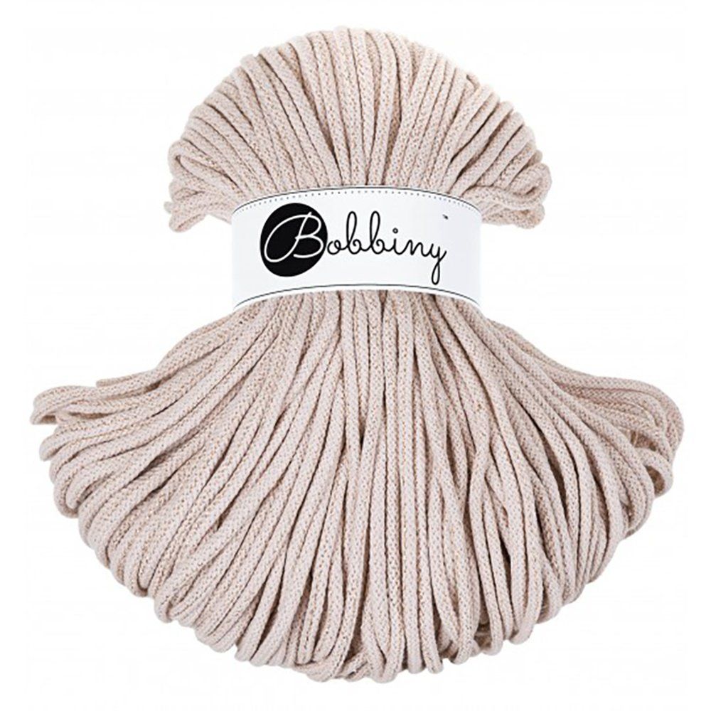 Bobbiny, pletená šňůra, Macramé, 5 mm, 100 m, Golden Nude