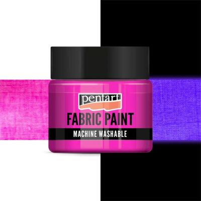 Barva na textil, 30 ml, neprůhledná, růžová barva svítící ve tmě