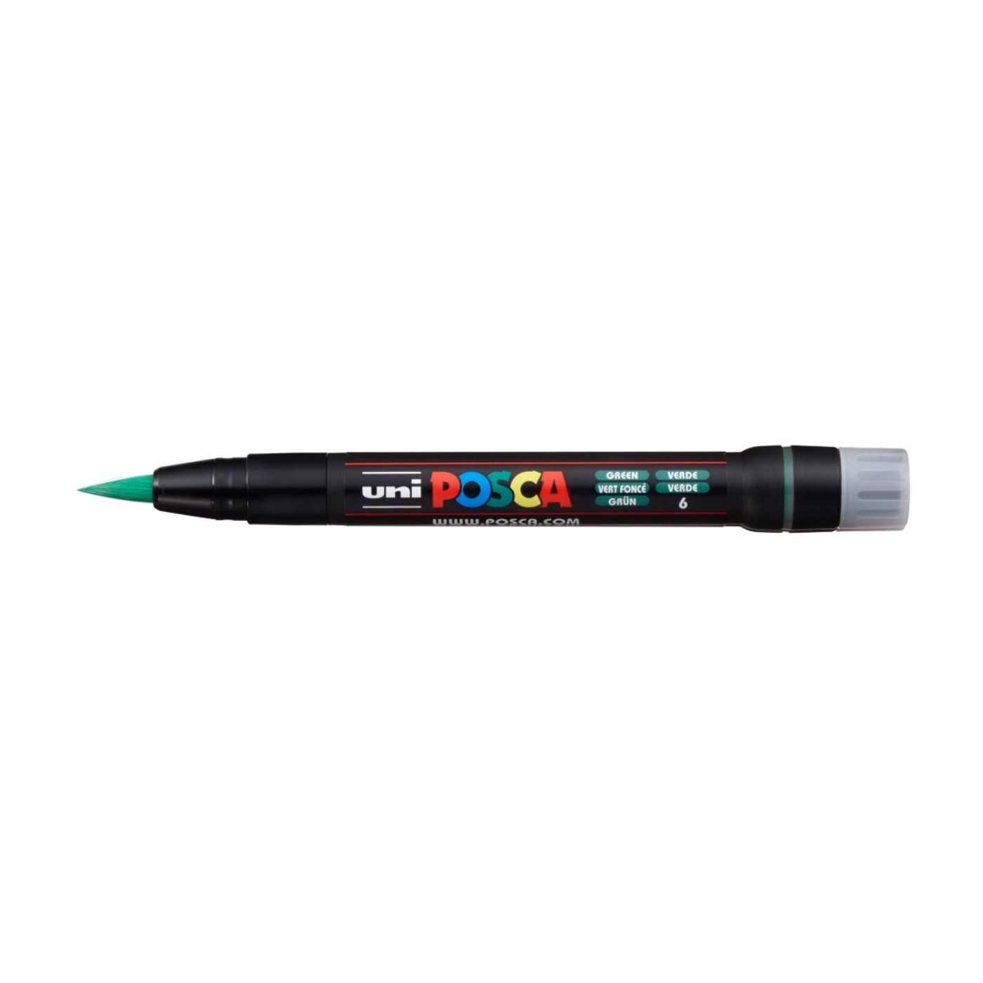 Popisovač UNI POSCA se štětcovým hrotem, zelený