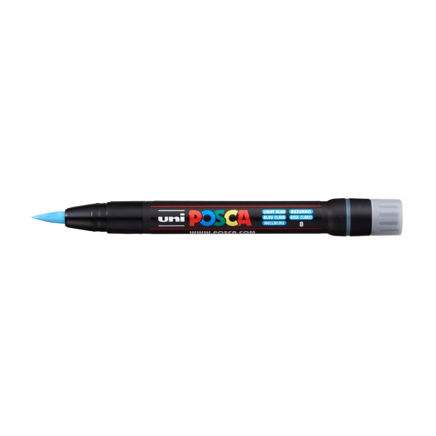 Popisovač UNI POSCA se štětcovým hrotem, světle modrý