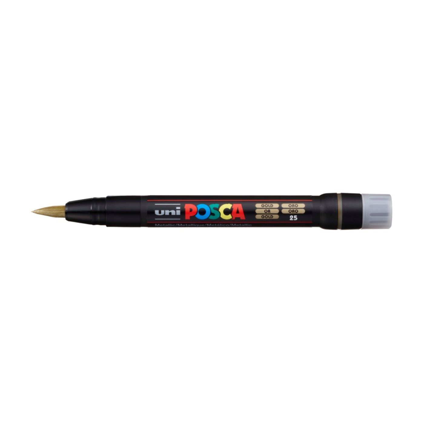 Popisovač UNI POSCA se štětcovým hrotem, zlatý