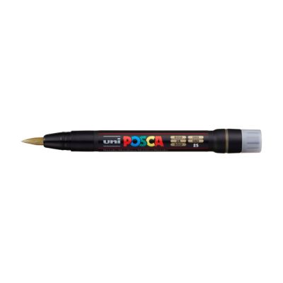 Popisovač UNI POSCA se štětcovým hrotem, zlatý