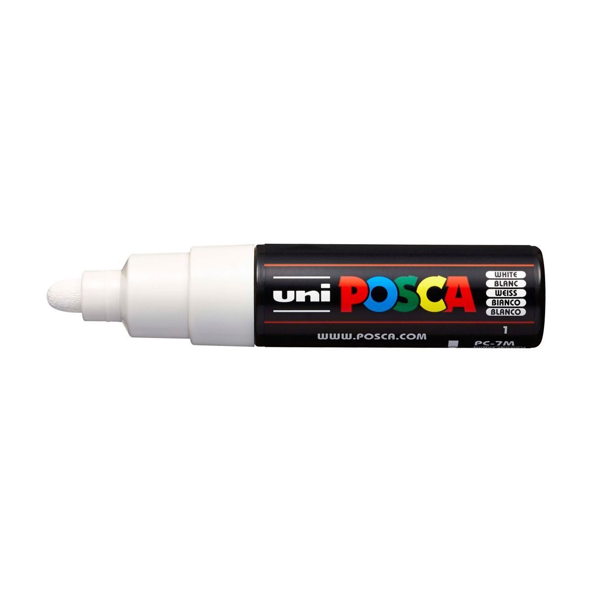 Popisovač Uni Posca PC-7M, 4,5-5,5 mm, bílý