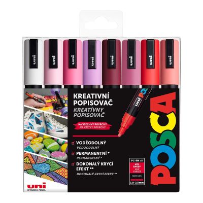 Uni POSCA, PC-5M, 2,5 mm, sada 8 popisovačů, LOVE