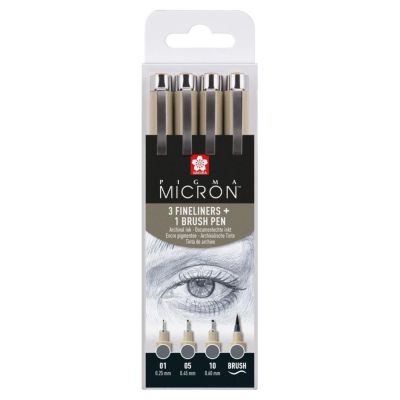 SAKURA Pigma Micron fineliner, sada 4 kusů Cool Gray