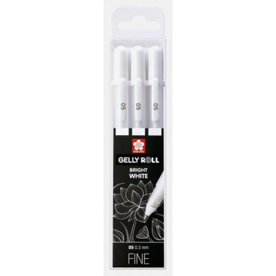 Gelové pero SAKURA 3 ks, bílé jemné