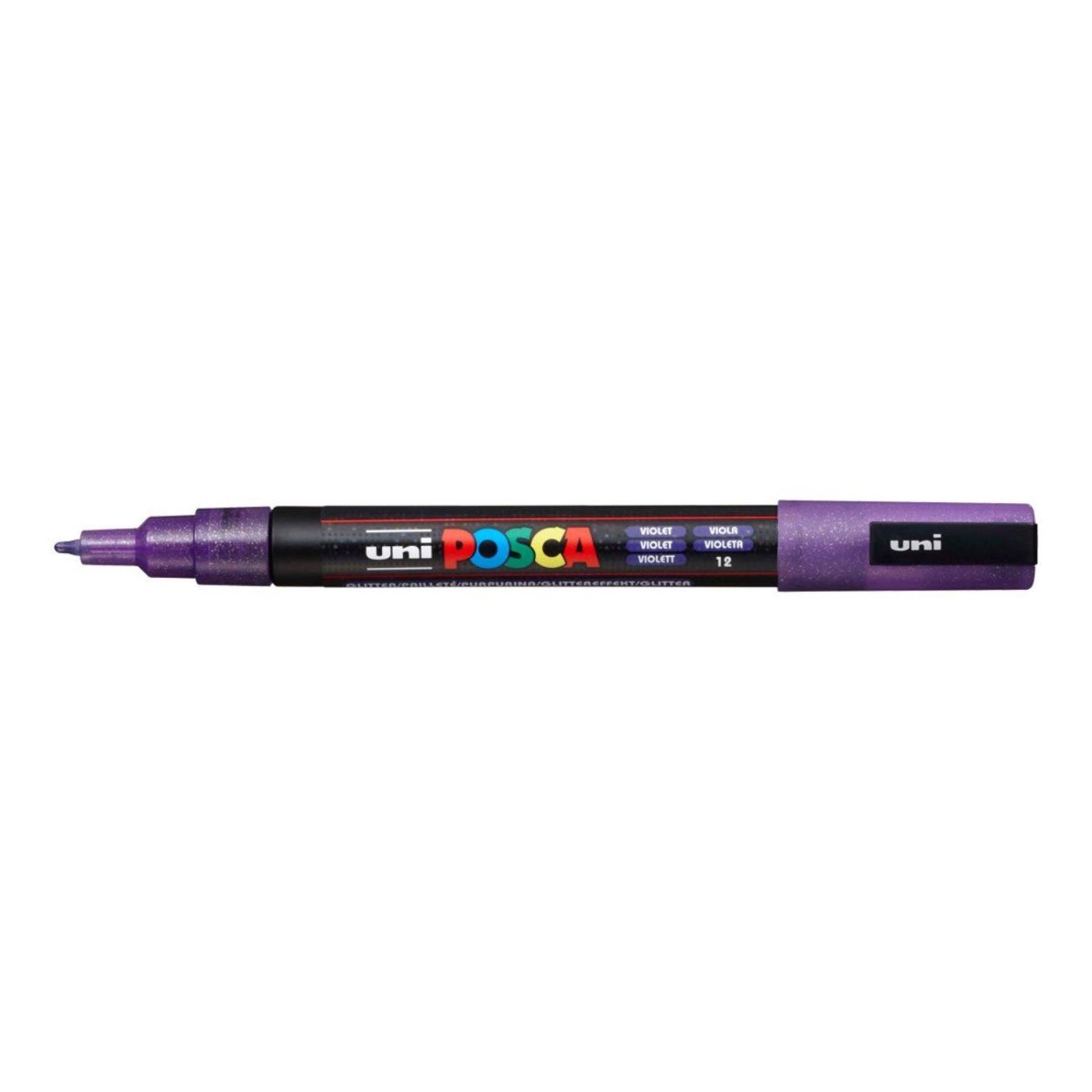 Popisovač Uni Posca PC-3ML, 1,3 mm, fialový glitter