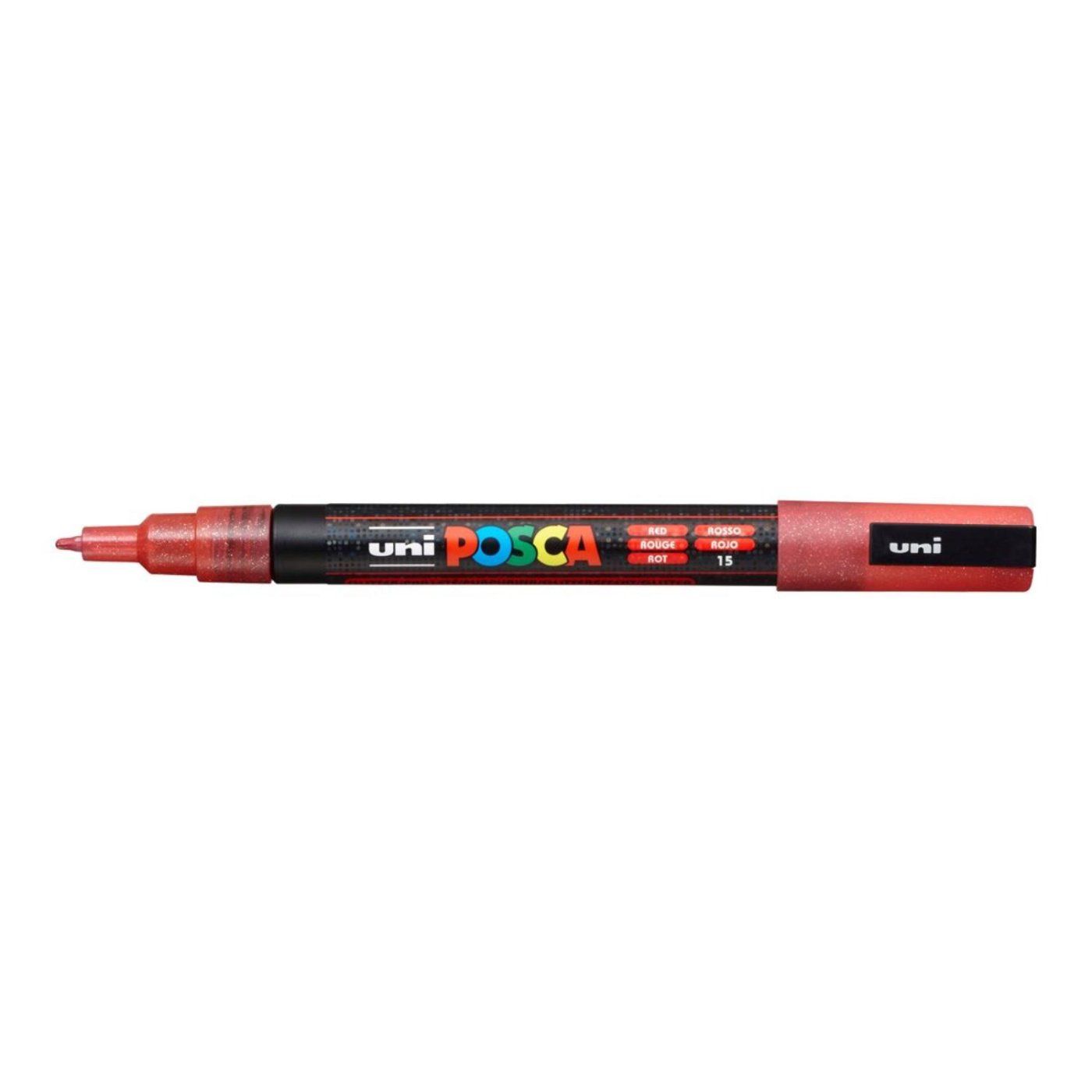 Popisovač Uni Posca PC-3ML, 1,3 mm, červený lesklý