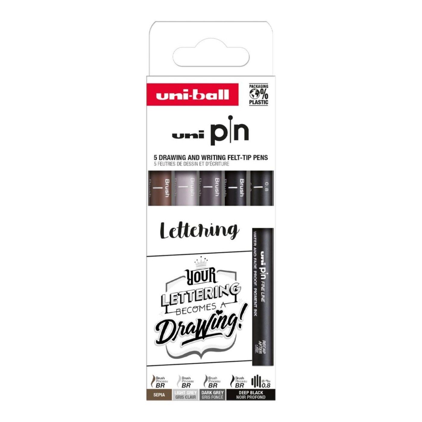 UNI PIN sada 5 ks Lineru Creative Writing Lettering