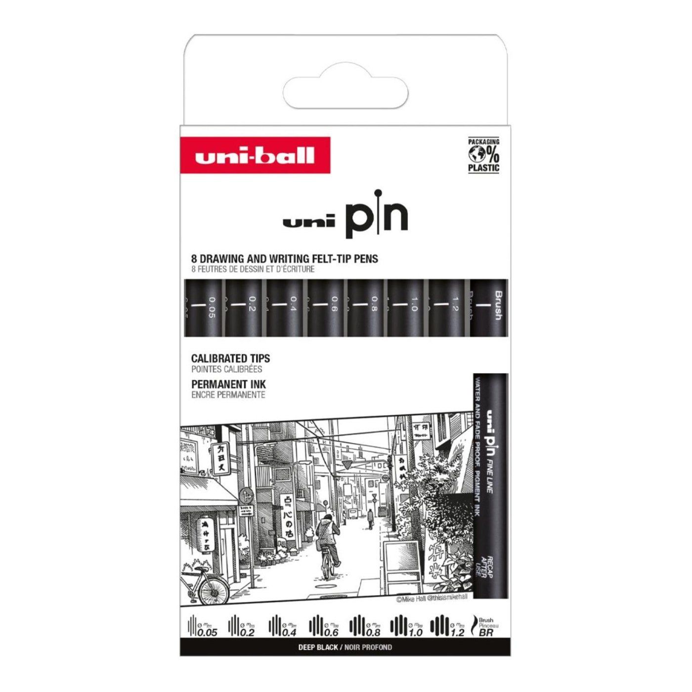 UNI PIN sada 8 ks linerů Black Classic 2