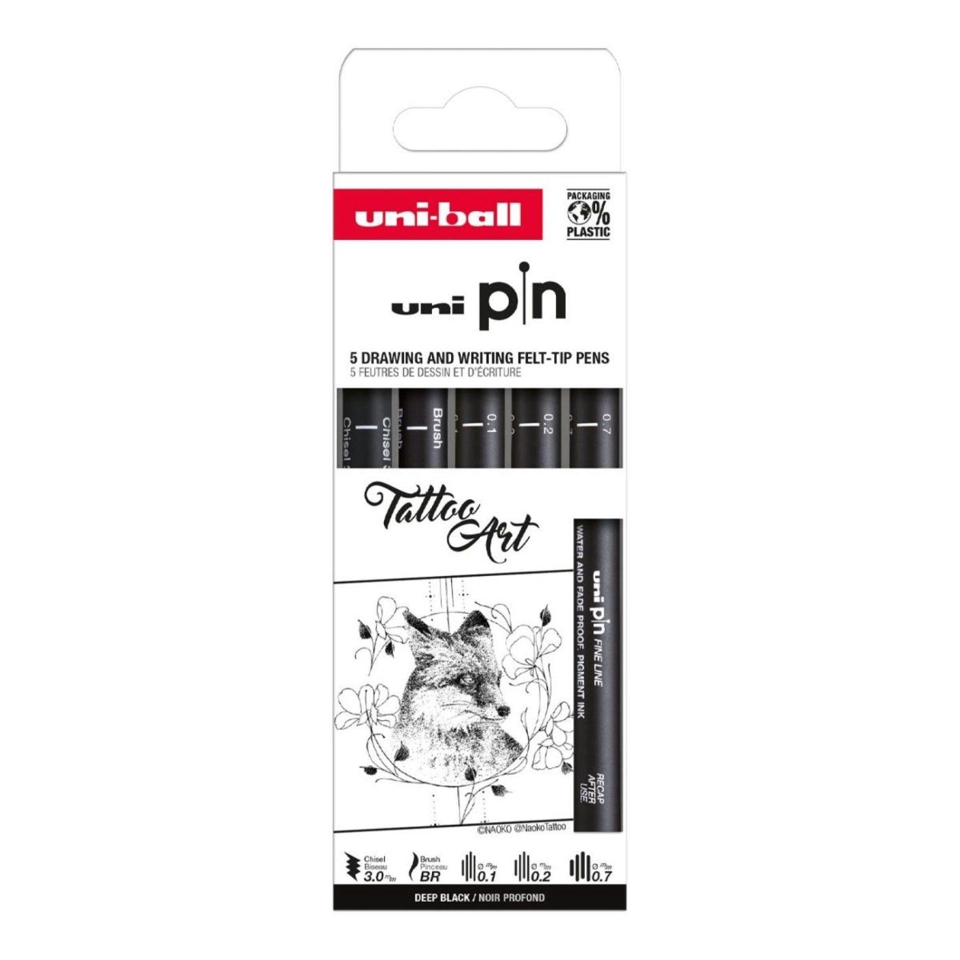 UNI PIN sada 5 ks lineru Drawing Tattoo Art
