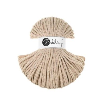 Bobbiny, pletená šňůra Macramé, 5 mm, 100 m, teplá béžová